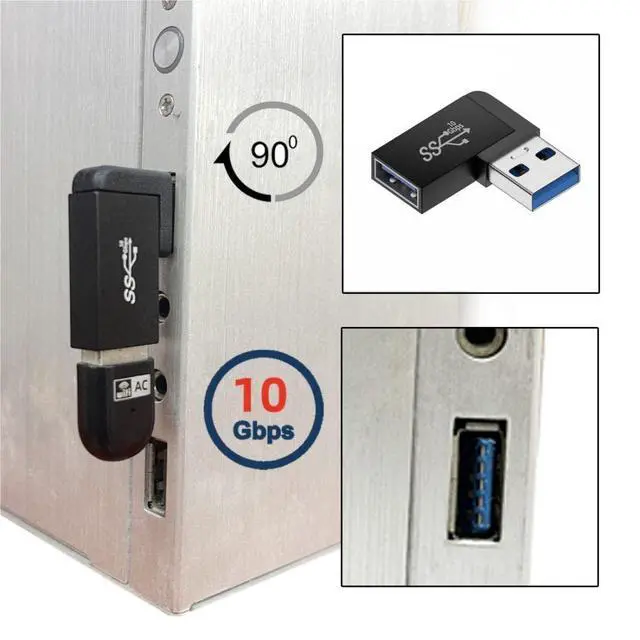 Alt view image 7 of 7 - 3 Pack USB 3.0 Adapter,USB A to USB A/USBC 90 Degree Angled OTG Converter Support External Devices, Data Transfer and Charging