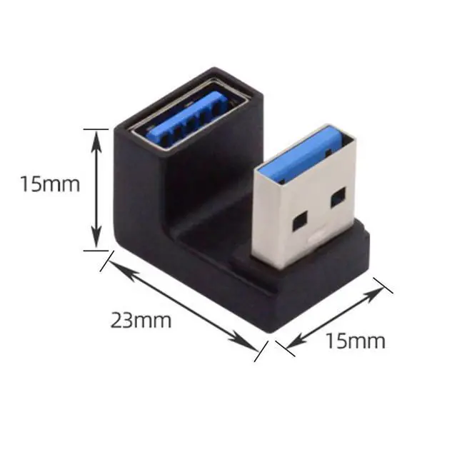 Alt view image 5 of 6 - CY USB 3.0 Type A Male to Female Extension Power Data Video Adapter U Shape Angled 10Gbps Data 5V Power