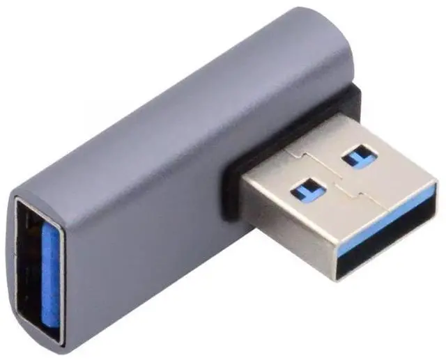 Main image of USB 3.0 Type A Male to Female Extension Power Data Video Adapter Low Profile Left Angled 10Gbps Data 5V Power