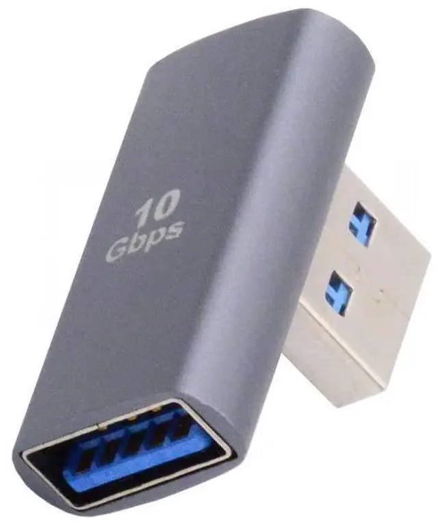 Alt view image 6 of 6 - USB 3.0 Type A Male to Female Extension Power Data Video Adapter Low Profile Left Angled 10Gbps Data 5V Power