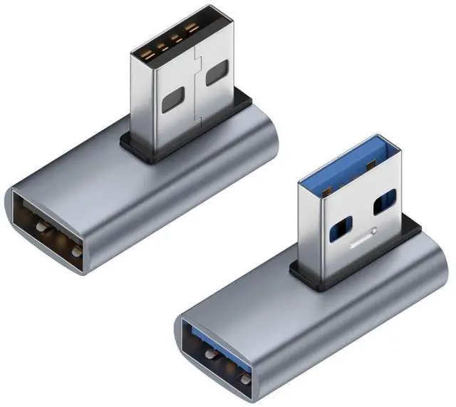 Main image of 2 Pack USB 3.0/3.1 Adapter USB 3.0/3.1 Type A Male to Female 90 Degree Angled Gender Changer Adapter