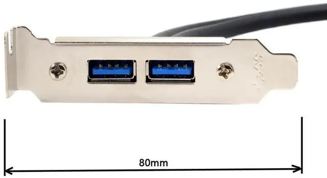 Alt view image 5 of 7 - USB 3.0 Front Panel Header 19/20Pin 1 Male to 2 USB 3.0 Female Chassis Back Panel Port Extension Cable 50cm with 80mm PCI-E Slot Bracket