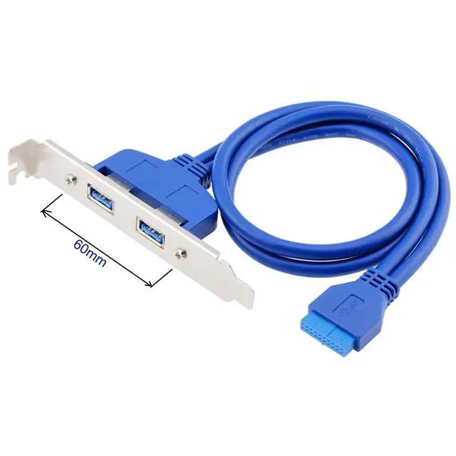 Alt view image 5 of 7 - Internal 2Pin USB 3.0 Female Mount Panel to Motherboard 20pin Cable with PCI Bracket