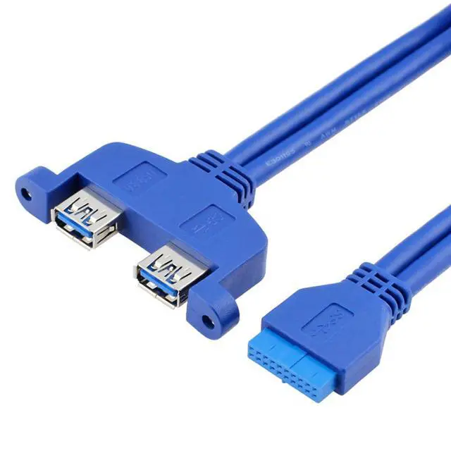Alt view image 7 of 7 - Internal 2Pin USB 3.0 Female Mount Panel to Motherboard 20pin Cable with PCI Bracket
