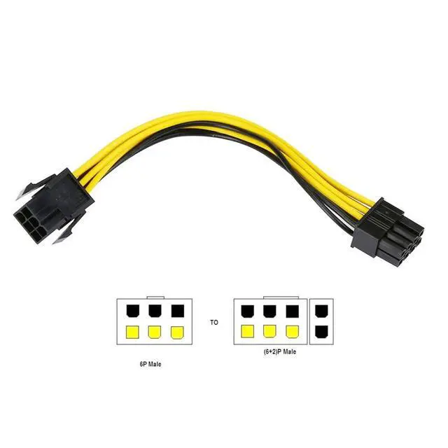 Alt view image 2 of 6 - PCI-E PCI Express 6Pin to 8Pin Video Card Extension Power Cable for Graphics Adapter