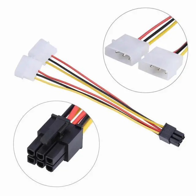 Alt view image 3 of 7 - IDE Dual 4Pin to ATX 6Pin EPS 12V Graphics Card Adapter Converter Cable, 2 IDE Dual 4pin IDE Male to 6 Pin Female Power Cable PCI Express Dual 4 Pin IDE Connector to 6 Pin Cable Adapter