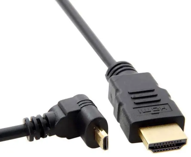 Alt view image 6 of 6 - CY HDMI Male to Micro HDMI Male Down Angled 90 Degree HDTV Cable for Cell Phone & Tablet & Camera 50cm