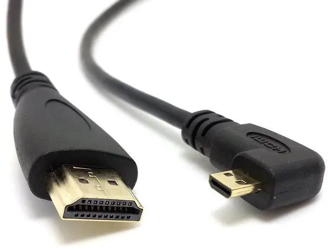 Main image of CY Right Angled 90 Degree Micro HDMI to HDMI Male HDTV Cable 150cm for Cell Phone & Tablet