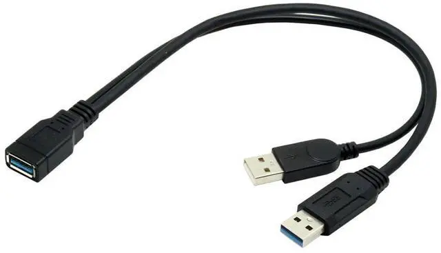 Main image of USB 3.0 Splitter Y Cable USB 1 Female to 2 Male Extra Power Data Extension Cable for 2.5" Mobile Hard Disk