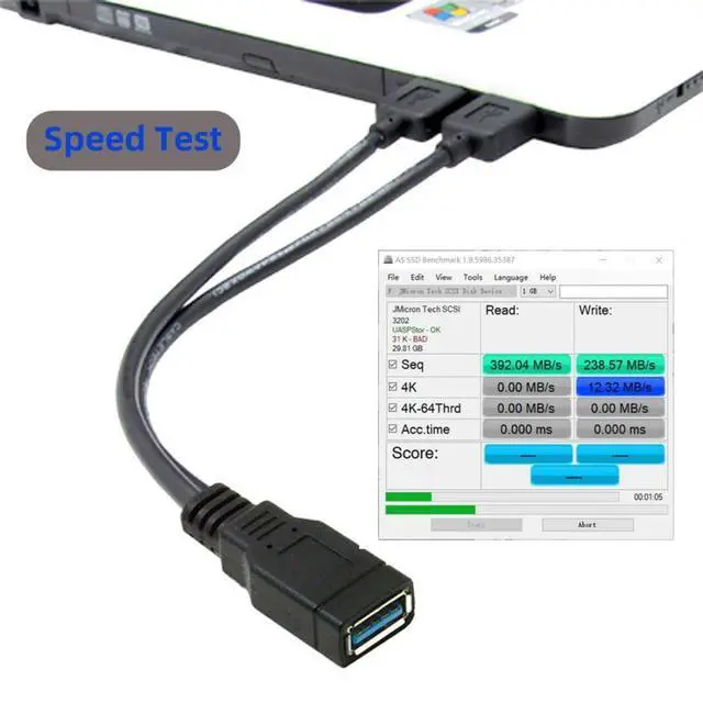 Alt view image 6 of 7 - USB 3.0 Splitter Y Cable USB 1 Female to 2 Male Extra Power Data Extension Cable for 2.5" Mobile Hard Disk