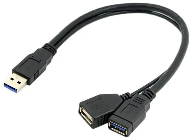Main image of USB 3.0 Splitter Y Cable USB 1 Male to 2 Female Extra Power Data Extension Cable for 2.5" Mobile Hard Disk