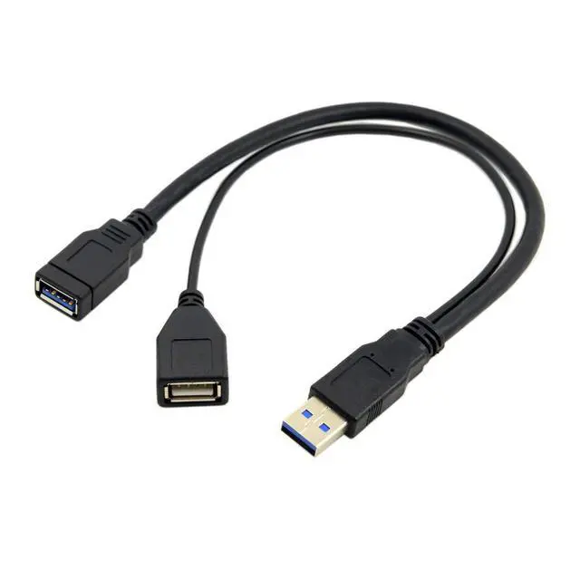 Alt view image 2 of 7 - USB 3.0 Splitter Y Cable USB 1 Male to 2 Female Extra Power Data Extension Cable for 2.5" Mobile Hard Disk