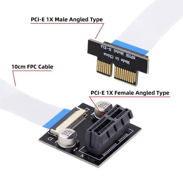 Alt view image 2 of 7 - PCI-E X1 Extension Adapter PCI Express X1 Low Profile Angled Riser Card Extender Relocate Adapter