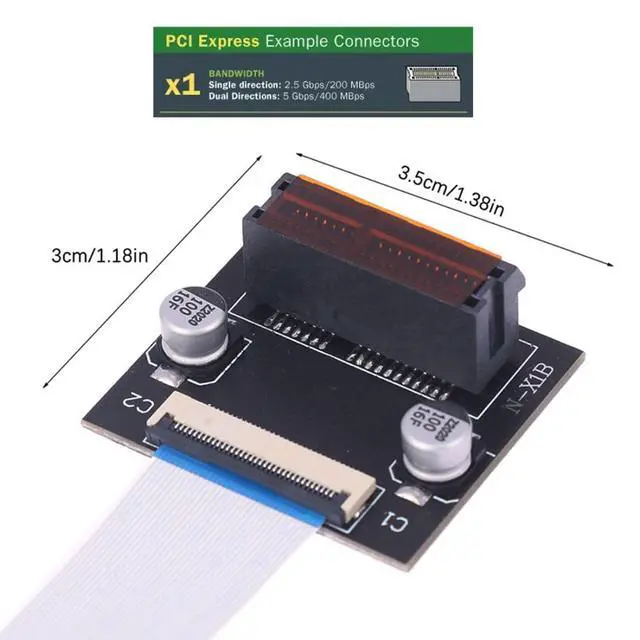 Alt view image 3 of 7 - PCI-E X1 Extension Adapter PCI Express X1 Low Profile Angled Riser Card Extender Relocate Adapter