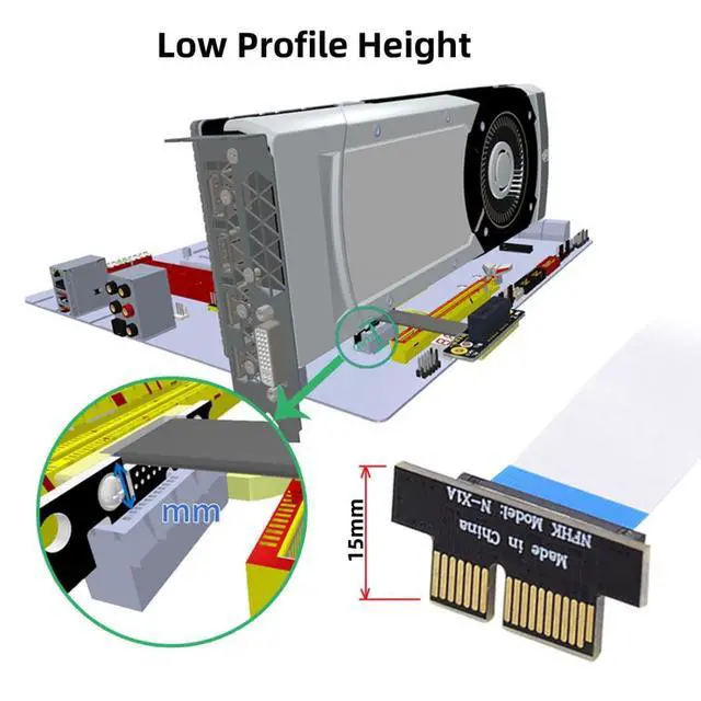 Alt view image 4 of 7 - PCI-E X1 Extension Adapter PCI Express X1 Low Profile Angled Riser Card Extender Relocate Adapter