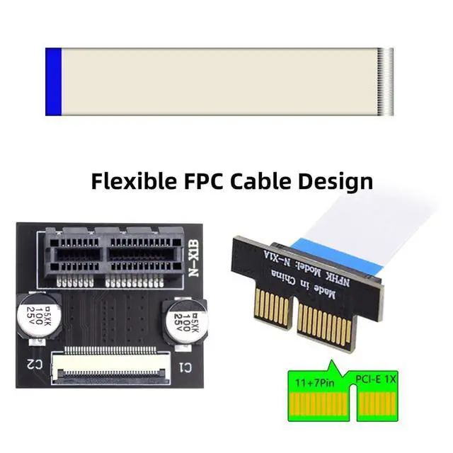 Alt view image 5 of 7 - PCI-E X1 Extension Adapter PCI Express X1 Low Profile Angled Riser Card Extender Relocate Adapter