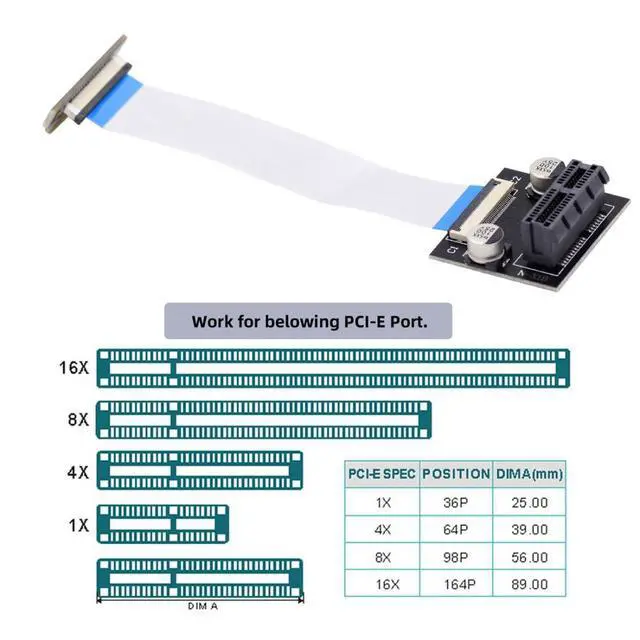 Alt view image 6 of 7 - PCI-E X1 Extension Adapter PCI Express X1 Low Profile Angled Riser Card Extender Relocate Adapter