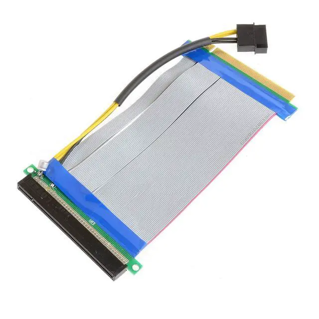 Alt view image 2 of 7 - PCI-E Express 16X to 16x Riser Extender Card with Molex IDE Power & Ribbon Cable 20cm