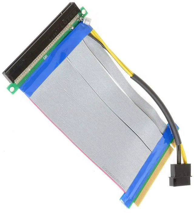 Main image of PCI-E Express 16X to 16x Riser Extender Card with Molex IDE Power & Ribbon Cable 20cm
