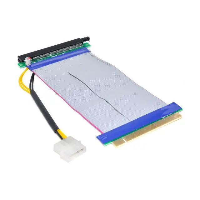 Alt view image 4 of 7 - PCI-E Express 16X to 16x Riser Extender Card with Molex IDE Power & Ribbon Cable 20cm