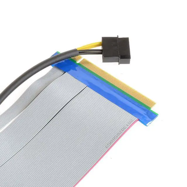 Alt view image 5 of 7 - PCI-E Express 16X to 16x Riser Extender Card with Molex IDE Power & Ribbon Cable 20cm