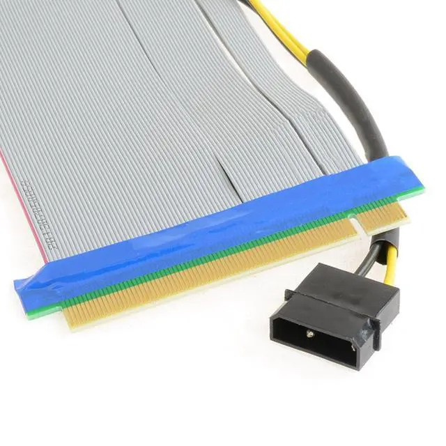 Alt view image 6 of 7 - PCI-E Express 16X to 16x Riser Extender Card with Molex IDE Power & Ribbon Cable 20cm