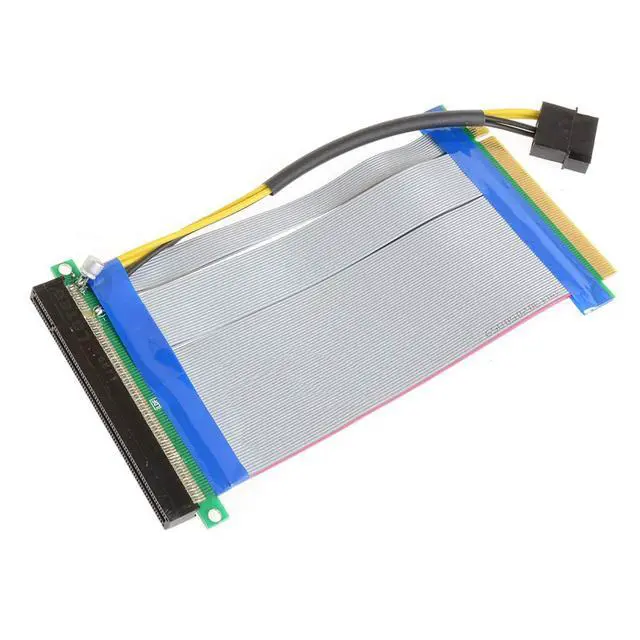 Alt view image 7 of 7 - PCI-E Express 16X to 16x Riser Extender Card with Molex IDE Power & Ribbon Cable 20cm