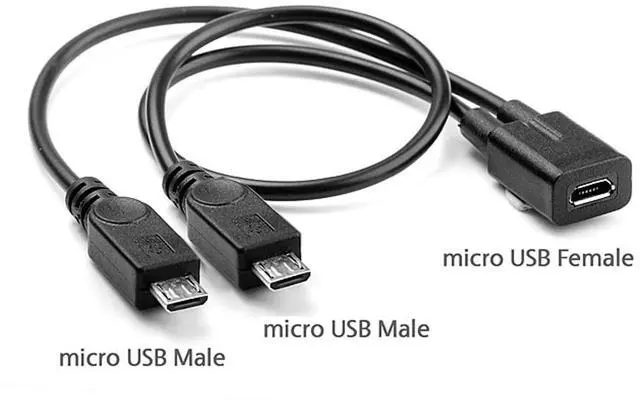 Alt view image 2 of 7 - Cable Micro USB Female to Dual Micro USB Male Splitter Extension Charge Power Cable