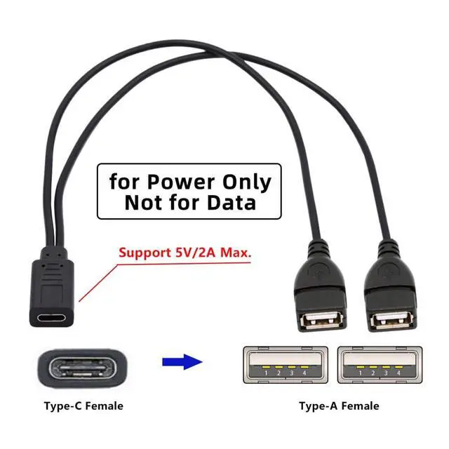 Alt view image 3 of 7 - USB C Splitter Multi Charging Cable,USB C 1 to 2 USB Charge Extension Cable Supports Charging Two Devices at The Same Time 0.98FT/0.3M