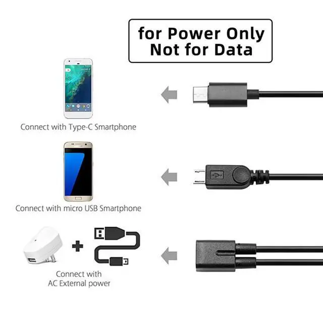Alt view image 2 of 7 - USB C Splitter Multi Charging Cable,USB C 1 to 2 USB C/Micro USB Charge Extension Cable Supports Charging Two Devices at The Same Time 0.98FT/0.3M