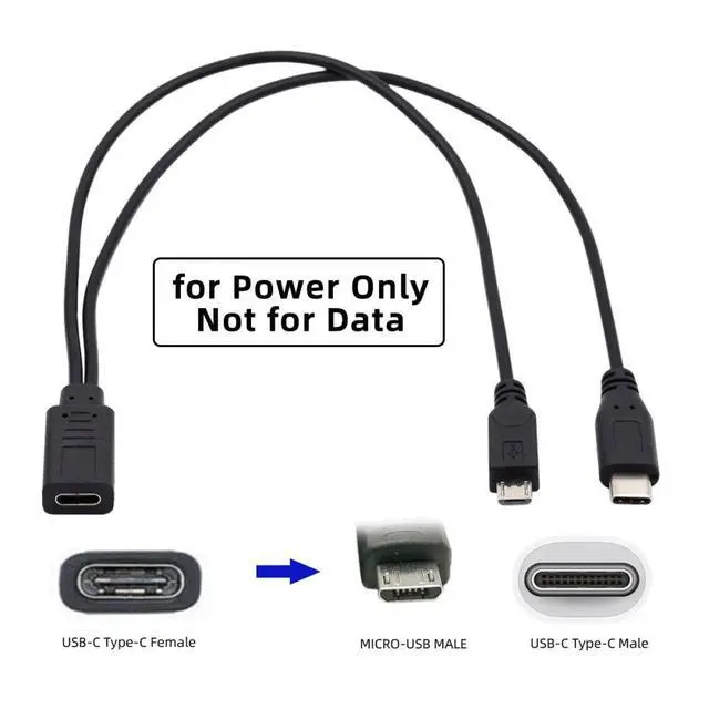 Alt view image 4 of 7 - USB C Splitter Multi Charging Cable,USB C 1 to 2 USB C/Micro USB Charge Extension Cable Supports Charging Two Devices at The Same Time 0.98FT/0.3M