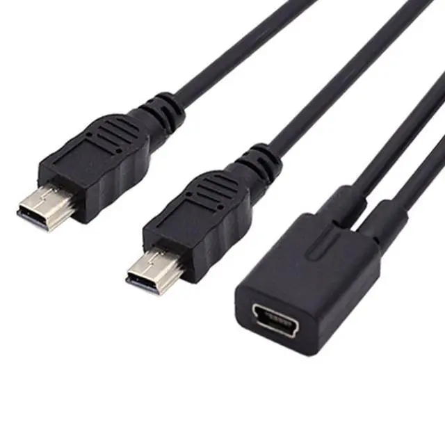 Alt view image 5 of 5 - Mini USB Splitter Multi Charging Cable,Mini USB 1 Female to 2 Male Charge Extension Cable Supports Charging Two Devices at The Same Time 0.98FT/0.3M