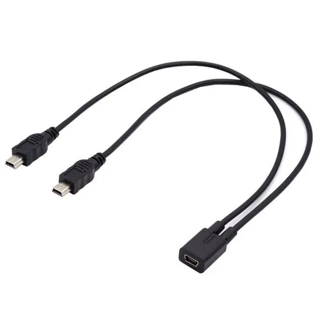 Alt view image 4 of 5 - Mini USB Splitter Multi Charging Cable,Mini USB 1 Female to 2 Male Charge Extension Cable Supports Charging Two Devices at The Same Time 0.98FT/0.3M