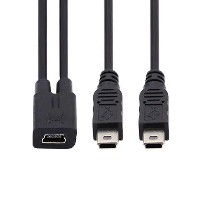 Alt view image 3 of 5 - Mini USB Splitter Multi Charging Cable,Mini USB 1 Female to 2 Male Charge Extension Cable Supports Charging Two Devices at The Same Time 0.98FT/0.3M