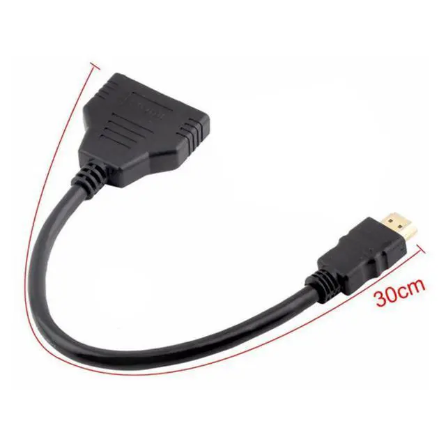 Alt view image 3 of 6 - HDMI 1 Male to 2 Female Y Splitter Switch Extension Adapter Cable for for PC HDTV Laptop 1080P