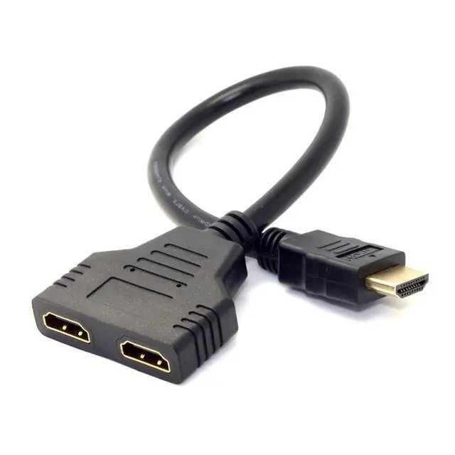 Alt view image 5 of 6 - HDMI 1 Male to 2 Female Y Splitter Switch Extension Adapter Cable for for PC HDTV Laptop 1080P