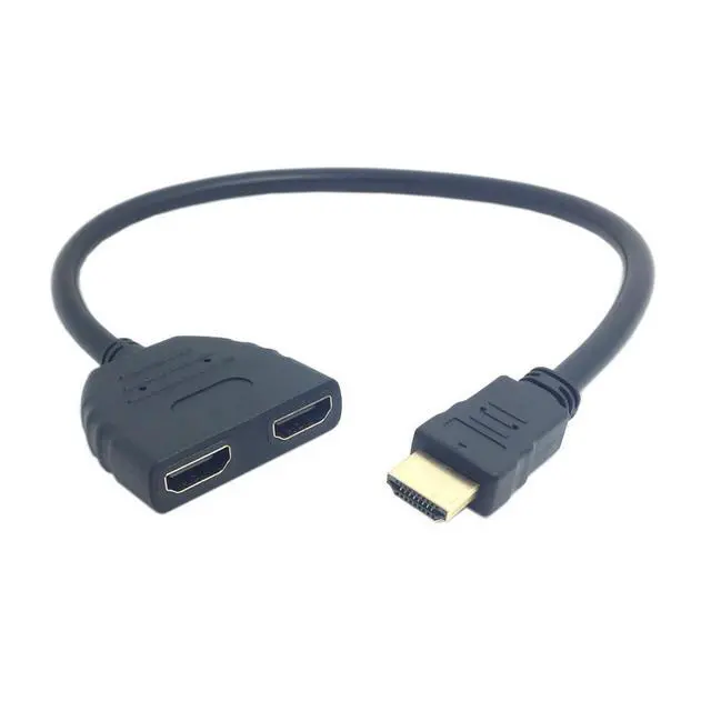 Alt view image 6 of 6 - HDMI 1 Male to 2 Female Y Splitter Switch Extension Adapter Cable for for PC HDTV Laptop 1080P