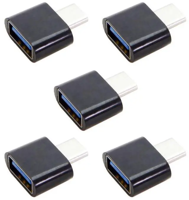 Main image of 5 Pack USB to USB C OTG Adapter USB C Male to USB 2.0 Female Converter Adapter Black