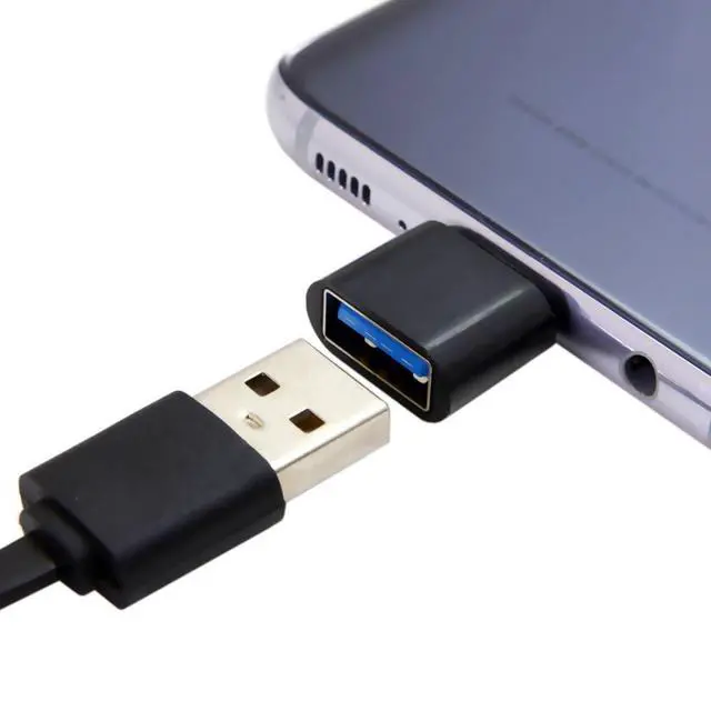 Alt view image 6 of 7 - 5 Pack USB to USB C OTG Adapter USB C Male to USB 2.0 Female Converter Adapter Black