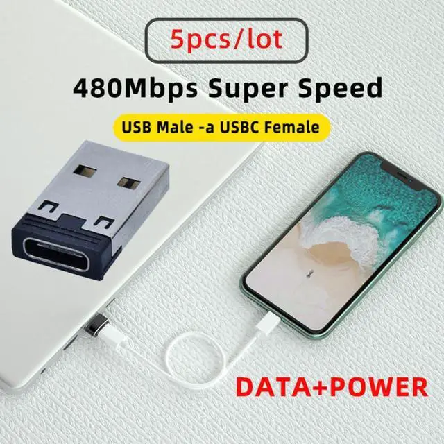 Alt view image 2 of 7 - 5 Pack USB to USB C Adapter USB C Female to USB 2.0 Male Charger Converter Adapter