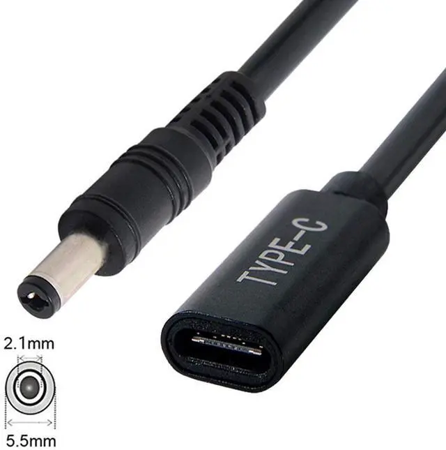 Alt view image 6 of 7 - USB C to DC 20V 5.5x2.1mm PD 65W Charge Cable Type-C Female Input to DC Output for Laptop