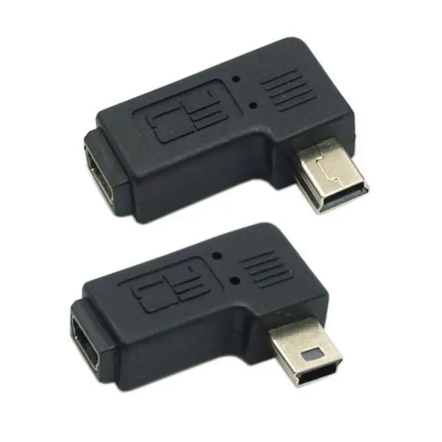 Alt view image 7 of 7 - 2 Pack Mini USB 5 Pin Male to Female 90 Degree Left & Right Angled Extension Connector Adapter