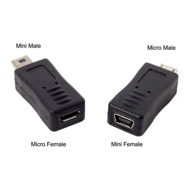 Alt view image 2 of 7 - 2 Pack Mini USB Male/Female to Micro USB Male/Female Extension Connector Adapter