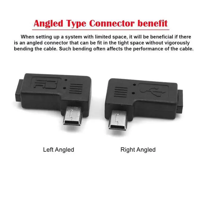 Alt view image 2 of 7 - 2 Pack Mini USB 5Pin Male to Micro USB Female 90 Degree Left & Right Angled Data Sync Power Adapter