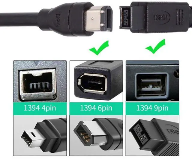 Alt view image 6 of 7 - 70.87 Inch FireWire Cable,IEEE 1394a 6Pin to 9Pin IEEE 1394b Firewire 400 to 800 Cable for Data Transmission Video Capture Card