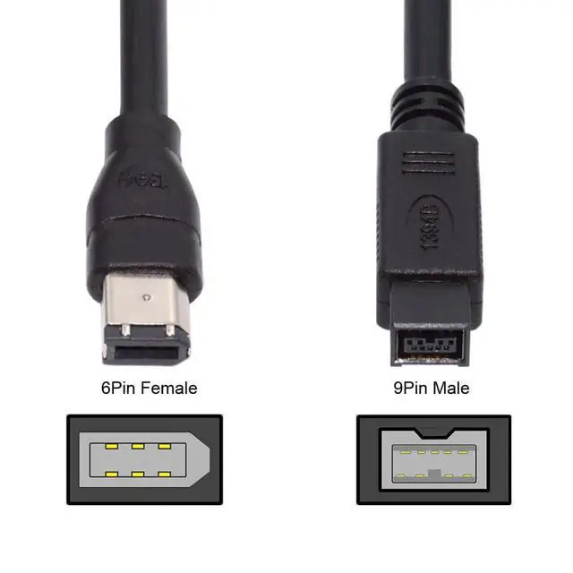 Alt view image 7 of 7 - 70.87 Inch FireWire Cable,IEEE 1394a 6Pin to 9Pin IEEE 1394b Firewire 400 to 800 Cable for Data Transmission Video Capture Card