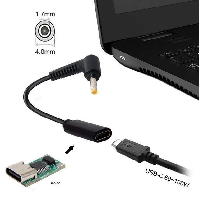 Alt view image 2 of 7 - USB C to DC 20V 4.0x1.7mm PD 65W Charge Cable for Laptop