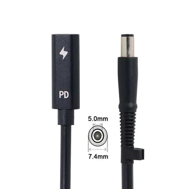 Alt view image 6 of 7 - USB C to DC 20V 7.4x5.0mm PD 65W Charge Cable for HP Laptop Type-C Input to DC 20V Output