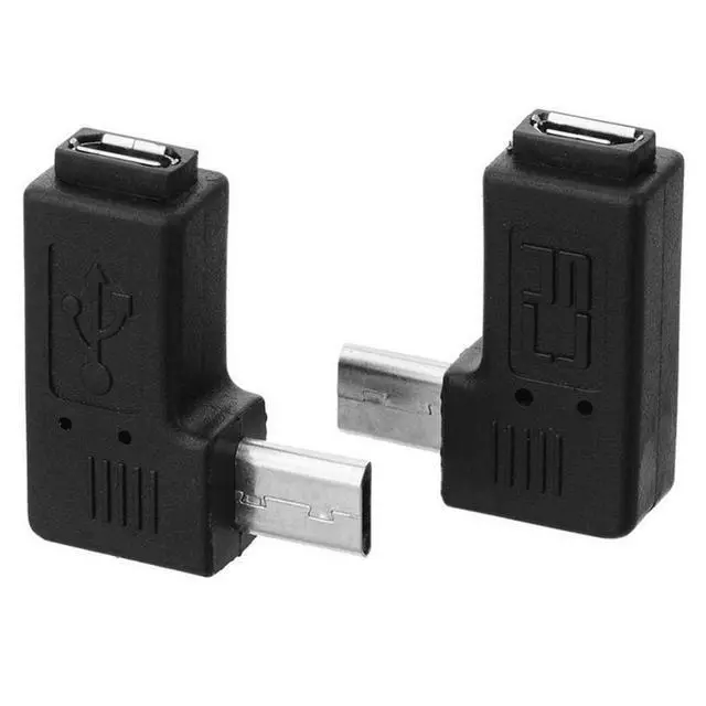 Alt view image 5 of 7 - 2 Pack Micro USB Male to Female 90 Degree Left Right Angled Extension Connector Adapter