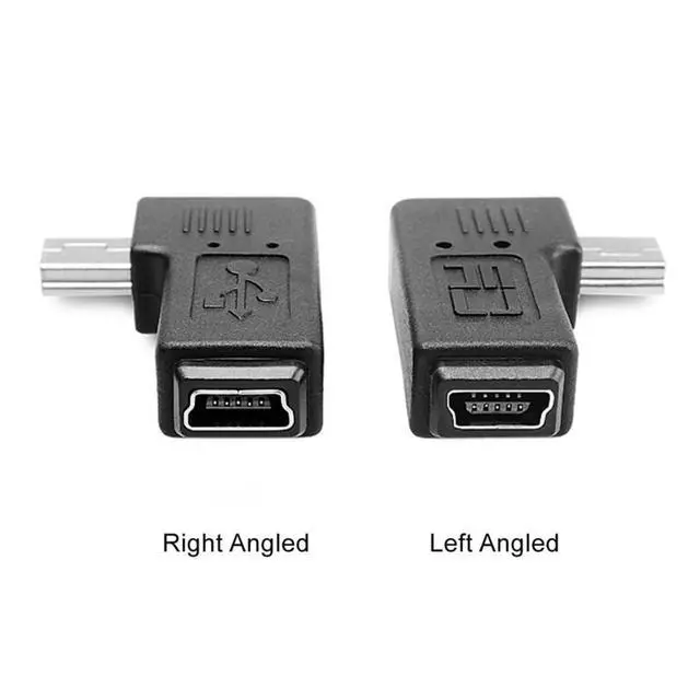 Alt view image 5 of 7 - 2 Pack Mini USB 5 Pin Male to Female 90 Degree Left & Right Angled Extension Connector Adapter